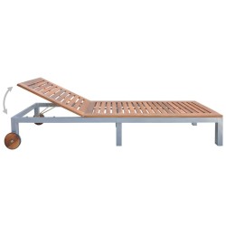 Chaise longue avec coussin Bois d'acacia et acier galvanisé 