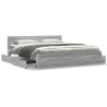 Cadre de lit et tête de lit sans matelas sonoma gris 180x200 cm 