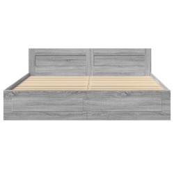 Cadre de lit et tête de lit sans matelas sonoma gris 180x200 cm 
