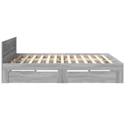 Cadre de lit et tête de lit sans matelas sonoma gris 180x200 cm 