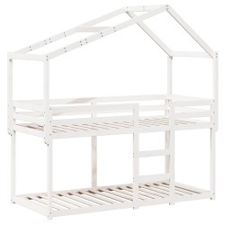 Lit superposé sans matelas blanc 75x190 cm bois de pin massif 