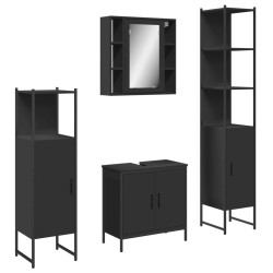 Ensemble d’armoires salle de bain 4 pcs noir bois d'ingénierie 
