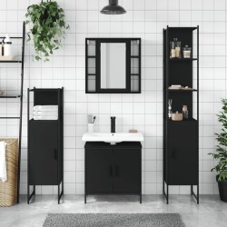 Ensemble d’armoires salle de bain 4 pcs noir bois d'ingénierie 