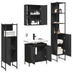 Ensemble d’armoires salle de bain 4 pcs noir bois d'ingénierie 