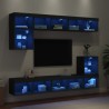 Unités murales TV avec LED 8 pcs noir bois d'ingénierie 