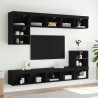 Unités murales TV avec LED 8 pcs noir bois d'ingénierie 