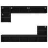 Unités murales TV avec LED 8 pcs noir bois d'ingénierie 