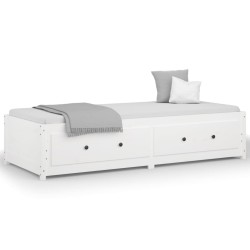 Lit de jour sans matelas blanc 90x200 cm bois de pin massif 