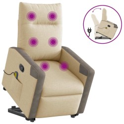 Fauteuil inclinable de massage Crème Tissu 