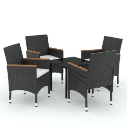 Ensemble à manger de jardin avec coussins 5 pcs Noir 