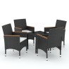 Ensemble à manger de jardin avec coussins 5 pcs Noir 
