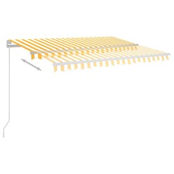 Auvent manuel rétractable avec LED 350x250 cm Jaune et blanc 