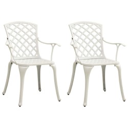 Chaises de jardin lot de 2 Aluminium coulé Blanc 