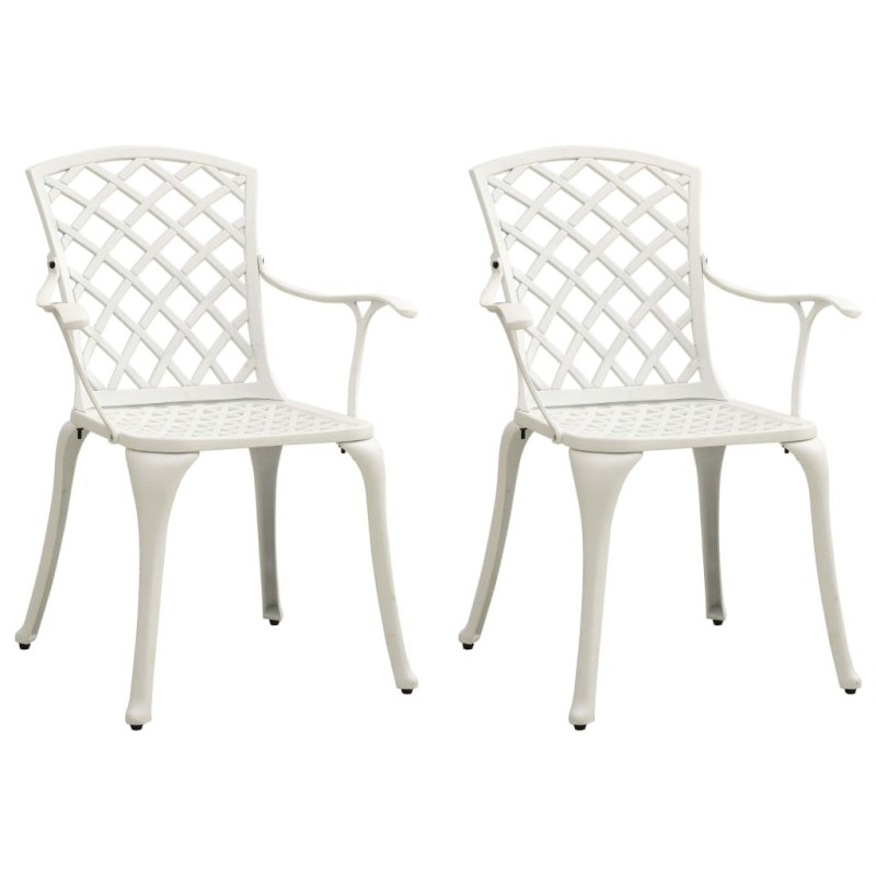 Chaises de jardin lot de 2 Aluminium coulé Blanc Chaises de jardin lot de 2 Aluminium coulé Blanc