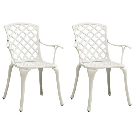 Chaises de jardin lot de 2 Aluminium coulé Blanc 