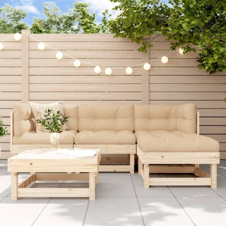 Salon de jardin 5 pcs bois massif de pin 