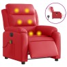 Fauteuil de massage inclinable électrique rouge similicuir 