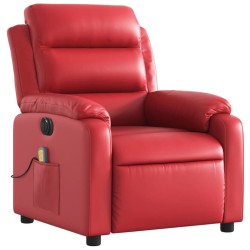 Fauteuil de massage inclinable électrique rouge similicuir 