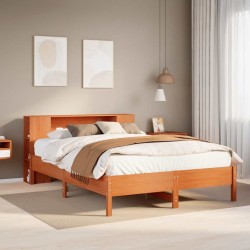 Lit bibliothèque sans matelas cire marron 120x190cm pin massif 