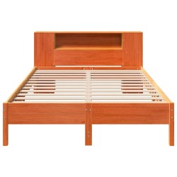 Lit bibliothèque sans matelas cire marron 120x190cm pin massif 