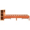 Lit bibliothèque sans matelas cire marron 120x190cm pin massif 