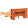 Lit bibliothèque sans matelas cire marron 120x190cm pin massif 
