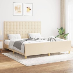 Cadre de lit sans matelas crème 160x200 cm tissu 