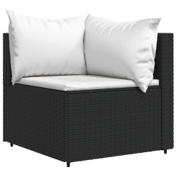 Salon de jardin 4 pcs avec coussins Noir Résine tressée 