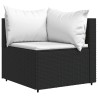 Salon de jardin 4 pcs avec coussins Noir Résine tressée 