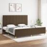 Cadre de lit sans matelas marron foncé 200x200 cm tissu 