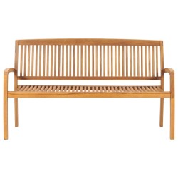 Banc de jardin empilable et coussin 159 cm Bois de teck massif 