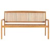 Banc de jardin empilable et coussin 159 cm Bois de teck massif 