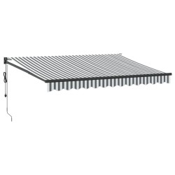Auvent rétractable anthracite et blanc 3,5x2,5m tissu/aluminium 