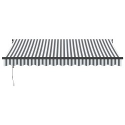 Auvent rétractable anthracite et blanc 3,5x2,5m tissu/aluminium 