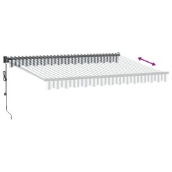 Auvent rétractable anthracite et blanc 3,5x2,5m tissu/aluminium 