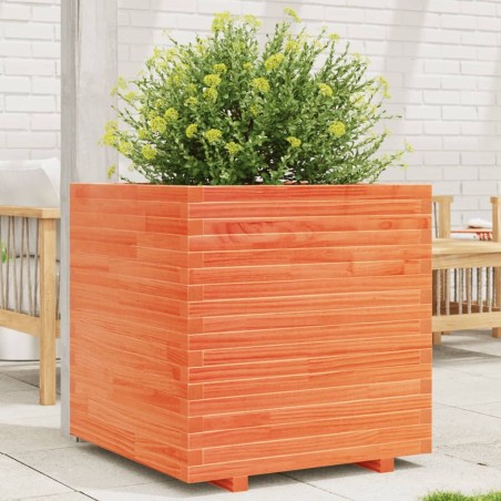 Jardinière cire marron 70x70x72 cm bois de pin massif 