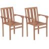 Chaises de jardin empilables lot de 2 Bois de teck solide 