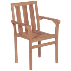 Chaises de jardin empilables lot de 2 Bois de teck solide 