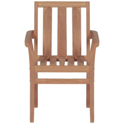 Chaises de jardin empilables lot de 2 Bois de teck solide 
