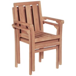 Chaises de jardin empilables lot de 2 Bois de teck solide 