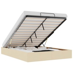 Cadre de lit ottoman sans matelas crème 140x190 cm tissu 