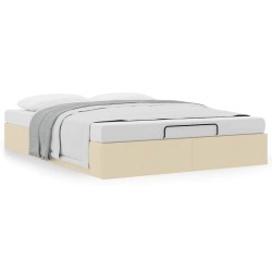 Cadre de lit ottoman sans matelas crème 140x190 cm tissu 