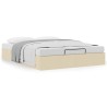 Cadre de lit ottoman sans matelas crème 140x190 cm tissu 