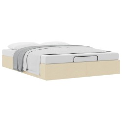 Cadre de lit ottoman sans matelas crème 140x190 cm tissu 
