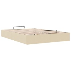 Cadre de lit ottoman sans matelas crème 140x190 cm tissu 