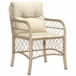 Ensemble de bistro 3 pcs avec coussins beige résine tressée 