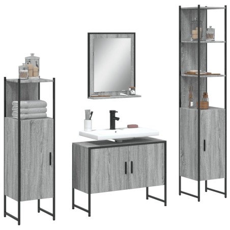 Ensemble d'armoires de salle de bain 4 pcs sonoma gris 
