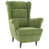 Fauteuil à oreilles avec tabouret vert clair velours 