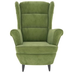 Fauteuil à oreilles avec tabouret vert clair velours 