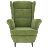 Fauteuil à oreilles avec tabouret vert clair velours 